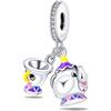The Charmery Ciondolo in argento Sterling 925 con scritta La Bella e la Bestia, compatibile con bracciali Pandora e molti altri braccialetti con ciondoli britannici in metallo