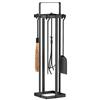 Outsunny Set di accessori per camino, 5 pezzi, scopino, paletta, pinze, attizzatoio, supporto in metallo, Nero | Aosom Italy