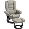 HOMCOM Poltrona relax inclinabile 135° grande comfort girevole 360° con poggiapiedi rivestimento sintetico marrone | Aosom Italy