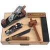 Faithfull Set di 5 utensili da falegname Faithfull in custodia di legno con cerniera - Pialla n. 4, pialla a blocco, squadra, smussatore scorrevole e tracciatore per la lavorazione del legno