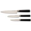 ECHTWERK Set di coltelli Damasco, 3 pezzi, coltello da cuoco/cucina, coltello Santoku/coltello giapponese, spelucchino/coltello per verdure, acciaio damasco, manici in legno Pakka