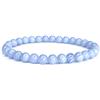 Felicidade Bracciale calcedonio blu - pietra naturale lenitiva 6 mm - gioiello litoterapia - regalo benessere emotivo - perle sottili elastiche unisex, Taglia unica