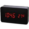 ThreeH Cuboid Sveglia da Tavolo Digitale - Ora/Temperatura/Data Display,Orologio da Tavolo LED Controllo Vocale Carica USB Black_Red