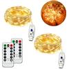 Zuahaly Set Di 2 Stringhe Di Luci A LED Da 100, 10m, 8 Modalità, Alimentazione USB, Impermeabili Per Uso Interno Ed Esterno, in Rame Con Timer Remoto Per Camera Da Letto, Feste, Matrimoni E Natale (Luce Bianc