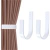 Groleca 2 Pack Modern Curtain Holdbacks Curtain Tiebacks Wall Mount Solid Aluminum U Shaped Curtain Wall Hooks Curtain Pull Backs Curtain Holders Curtain Tie Backs for Curtain (2, White)