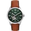 Fossil Townsman orologio per uomo, movimento automatico, bracciale in acciaio o cinturino in pelle, 44 mm, Verde Scuro