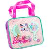 Joy Toy - Barbie Set Accessori per Capelli in borsettina in PVC Glitter - Contine 2 mollette, 4 Elastici per Capelli, Pettine e Specchio 19x4x16 cm