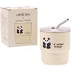 Yxmohala Tazza da vino in acciaio inox con coperchio e cannuccia, 450 ml, per caffè, caffè, cocktail, tè