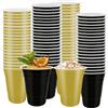 Regaosly 80 bicchieri di plastica nera e oro - 473,6 ml, riutilizzabili, bicchieri di plastica robusti colorati per bere, matrimoni, feste di compleanno, Natale