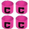 PATIKIL 11.8x2.8 Calcio Capitano Fascia Braccio, 4pz Nylon Elastico Protettivo Braccio Distintivo per Gioventù Adulto Squadra Allenamento, Rosa