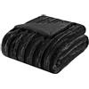 Madison Park Duke Polyester Brushed Long Fur Knitted Throw, 50 da 152,4 cm, Nero
