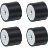 sourcing map 4 supporti in gomma femmina con filettatura M6 da 25 x 20 mm, isolatori di vibrazione, sostituiscono cuscinetti antivibrazioni, blocco base piatto silenzioso