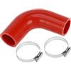 A ABSOPRO Tubo Silicone 90° Rosso 1 Set Per Refrigerante Auto Con Morsetti | Spessore 5mm, Temperatura -60°C a 300°C, Pressione Max 1Mpa, Con 2 Morsetti, Per Liquido Raffreddamento, Olio, Antigelo