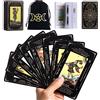 kujootone Mazzo di carte dei tarocchi con guida e borsa per il trasporto in lino, 78 carte classiche originali per la predizione della fortuna, ideale per principianti ed esperti, con significati inclusi