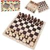 GOTHINK Set di giochi da tavolo 3 in 1 in legno, scacchi, dama e backgammon, classico e tradizionale, da viaggio, per bambini, adulti, anziani e famiglie