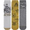 Disney Winnie the Pooh - Calzini da donna, 3 paia, confezione regalo, bianco/giallo/grigio, taglia unica