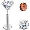 Sllaiss Orecchini Moissanite Uomo Donna in Titanio G23 Punto Luce Diamante Brillante VVS1 Certificata D Color Oro 18K Orecchino Singolo a Lobo Anallergici Senza Nichel Piercing 2 CT