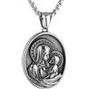 HZMAN Collana in acciaio inossidabile con San Giuseppe/Maria/Gesù, per uomo e donna, con medaglia cristiana, amuleto, gioiello regalo, 2.6 x 3.5 cm / 1.0 x 1.4 inches, Acciaio inossidabile, Nessuna