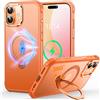 CUTELFON Custodia O3 Mag-Stand per iPhone 17 con Supporto a 360°,[Compatibile con Mag-Safe][Eccezionalmente Delicata Sulla Pelle] Sottile Eopaca Magnetica Traslucida 6,3, Oro Arancia