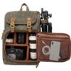 YuanWen DSLR Camera Canvas Backpack Large Capacity Front Open Waterproof Anti-shock SLR/DSLR Camera Rucksack Camera Travel Bag Professional Camera Bag