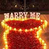 gobutend 2031 - Lettere rosa Marry Me con 24 candele a cuore senza fiamma, 2000 petali di rosa per matrimonio decorazioni romantiche per la notte