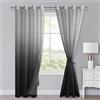 XWZO Ombre - Tende con occhielli, in voile sfumato, per camera da letto e soggiorno, 2 pezzi, con fermatenda, altezza 225 x larghezza 140 cm, colore nero, HDEU-EDMBJBS-N-D2P-5589-04