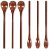 Dimeho 6 cucchiaini da caffè in legno, con manico lungo, cucchiaino piccolo per miele, utensili da cucina in legno fatti a mano, set da degustazione per marmellata e dessert