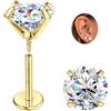 Sllaiss Orecchini Moissanite Uomo Donna in Titanio G23 18K Oro Punto Luce Diamante Brillante VVS1 Certificata D Color Oro 18K Orecchino Singolo a Lobo Anallergici Senza Nichel Piercing 3 CT
