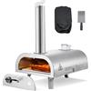 VEVOR Forno per Pizza da Esterno Portatile, Forno a Legna per Pizza da 12 pollici, Stufa a Pellet di Legno Termometro Integrato per Campeggio all'Aperto, Cortile, Giardino, Argento