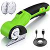 Candeon Forbici Elettriche Per Cartone, 4,2V Forbice Elettrica Senza Filo Taglia Cartone Elettrico Ricaricabile,Taglierina Rotante A Batteria Cesoie Multiuso Con Luce LED, 2 Lame Per Pelle, Moquette, Tessuti