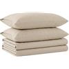 Tribeca Living Luxury Solid Flannel Deep Pocket Sheet Set, Flanella, Ivory, Queen