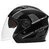 LIONCIANO Casco Semiaperto Adulto con Doppia Visiera, Casco Moto Demi-Jet Moto Cross Casco Scooter Caschi Motorino Vintage, Piloto Urbano Helm(Nero Brillante)