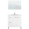 Fores Mobile Da Bagno 80 Cm 2 Ante E 2 Cassetti Con Lavabo E Specchio Aktiva Bianco