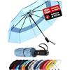 Repel Umbrella Repel Ombrello Pieghevole Antivento - Facile Apertura Automatica - Ombrello Pioggia Compatto e Durevole, Struttura in Fibra di Vetro Resistente, Cupola Impermeabile - Adatto a uno Zaino o a una Borsa