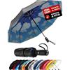 Repel Umbrella Repel Ombrello Pieghevole Antivento - Facile Apertura Automatica - Ombrello Pioggia Compatto e Durevole, Struttura in Fibra di Vetro Resistente, Cupola Impermeabile - Adatto a uno Zaino o a una Borsa