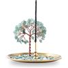 AMEQUOISE Porta incenso per bastoncini, con pietra di cristallo curativa, bruciatore di incenso per albero dei soldi, per yoga, meditazione e decorazione della casa (verde)