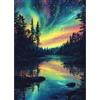 BOWETILE DIY Diamond Painting Art Kits Aurora Fantastica, Kit di Pittura Diamante Paesaggi per Adulti, Quadri Ricamati con Strass di Foresta per Principianti, Decorazione Murale per la Casa 30x40 cm