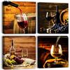 Artscope Stampe e Quadri su Tela 4 pz. Vino Romantico Immagine Fotografia Murale Tela Wall Art Bel Regalo per Home Decor Ristorante Cucina Regalo di Anniversario Compleanno 30x30CM