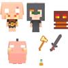 Mattel Minecraft giocattoli - Set Mini Teste Mob con 4 personaggi e accessori, Set Scontro a Fuoco nel Nether, giocattolo e regalo per bambini 6+ Anni, HKR59