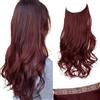 SARLA Extension per capelli con filo invisibile, con 3 clip, corte, 35,5 cm, capelli sintetici ondulati e ricci, per donne, fascia trasparente regolabile, colore: rosso vino