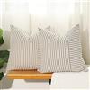 Hckot Confezione da 2 federe per cuscini in lino a righe, 50,8 x 50,8 cm, motivo patchwork grigio e beige, per divano, sedia, camera da letto, arredamento moderno (50,8 x 50,8 cm, grigio)