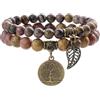 Farfume Bracciali Chakra per le donne - Cristalli Bracciale Donne Pietre Naturali Yoga Reiki- Un set di bracciali doppi (Giada Dendritica(Stabilità) Medio)