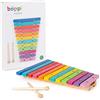 Boppi - Xilofono musicale in legno naturale per bambini e bambini, con 2 mazzuole in legno e 12 chiavi color arcobaleno, per bambini e bambini, 32 cm, lunga età dai 18 mesi in su.
