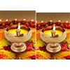 Fatto a mano 2 lampade ad olio Diwali Laxmi Pooja Diyas etniche in ottone di buon auspicio...