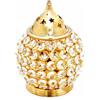 4,5"" Bellissimo portacandele da tè Akhand Diya ottone cristallo lampada a ol...