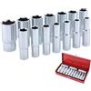 TOPWAY Set di Chiavi a Bussola Profonde 1/2 14 Pezzi Metrico da 11-30mm, Acciaio al Cromo Vanadio, Strumento per Riparazione Auto Garage in Custodia in Acciaio 420326