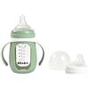 BÉABA, 2 in 1 Tazza/Biberon da Allenamento, Vetro, Copertura in Silicone, Forte, Sano, 100% Impermeabile, Maniglie Rimovibili, 210ml, verde Salvia
