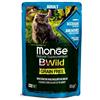 MONGE GATTO UMIDO 85 G BWILD GRAIN FREE ADULT BOCCONCINI IN SALSA ACCIUGHE E ORTAGGI BUSTINA