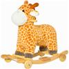 Cavallo a Dondolo per Bambini 3-6 Anni a Giraffa con Ruote e Suoni, 63x38x63cm, Giallo