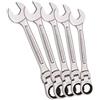 USAG U02856160 Serie 5 Chiavi combinate a cricchetto con Testa snodata, Cromato, Pezzi